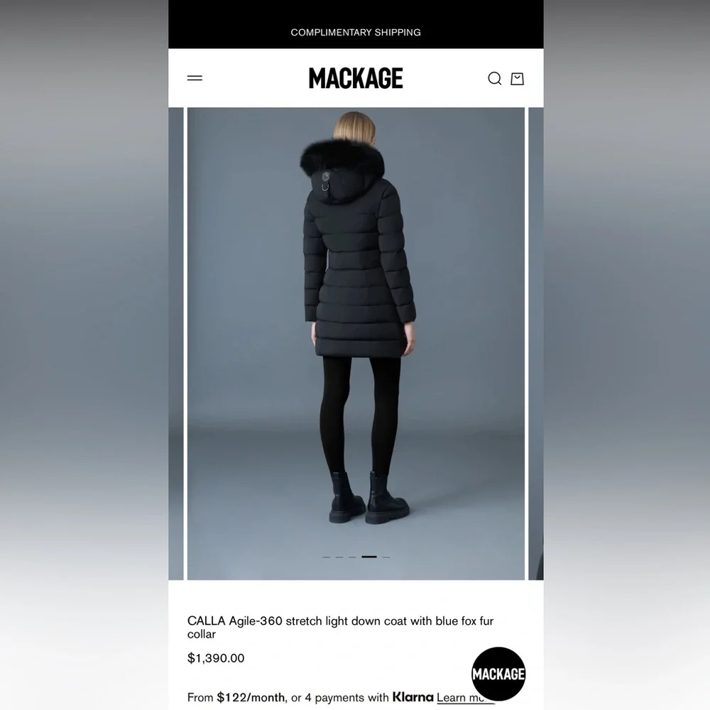 Mackage Women's Black Puffer Coat with Fur Hood - Picture 5 of 11